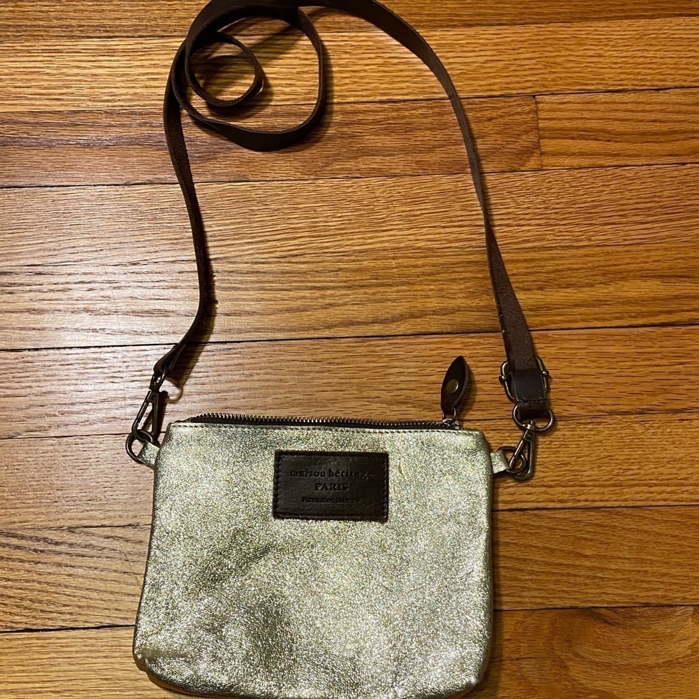 Maison Heritage light gold sparkling glitter crossbody purse